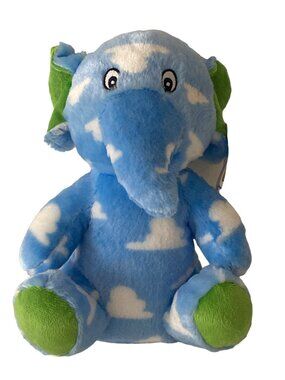 World Plush Inc Elephant Green Ears Feet Blue White Clouds Claw Machine Prize